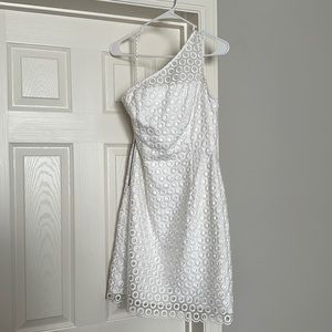 Lilly Pulitzer white dot one shoulder dress. Perfect for bride!
